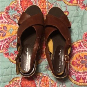 Bettye Muller Brown Wedge Sandals